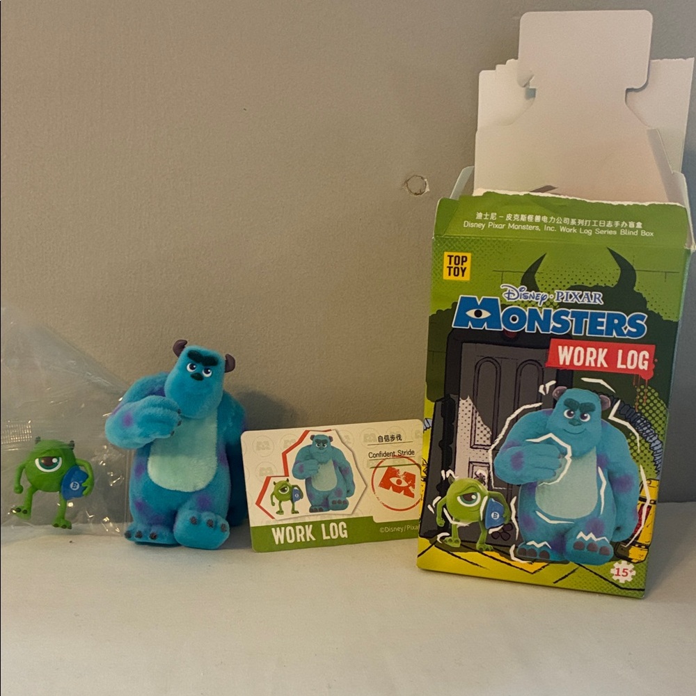 Disney Pixar Monsters Work Log Plush Set - Blue and Green